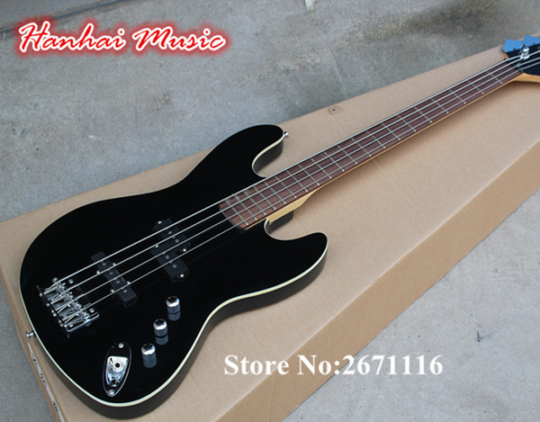 Wholesale-High Quality 4-String Electric Bass,Black Color,20 Frets,White Binding,Rosewood Fretboard,3 Open Pickups,can be Customized