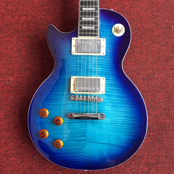 Free Shipping Factory Custom Shop 2018 newleft standard maple guitar top blue blaze electric guitar explosion