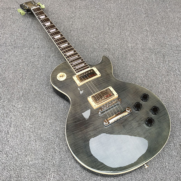 Standard Electric Guitar,Solid Mahogany body With Smoke grey Flamed Maple Top,Chrome Hardware,free shipping!