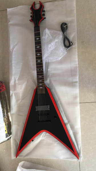 Wholesale Guitar New Arrival Custom Flying V Electric Guitar Solid Mahogany Body Top Quality In Black With Red Line 180828