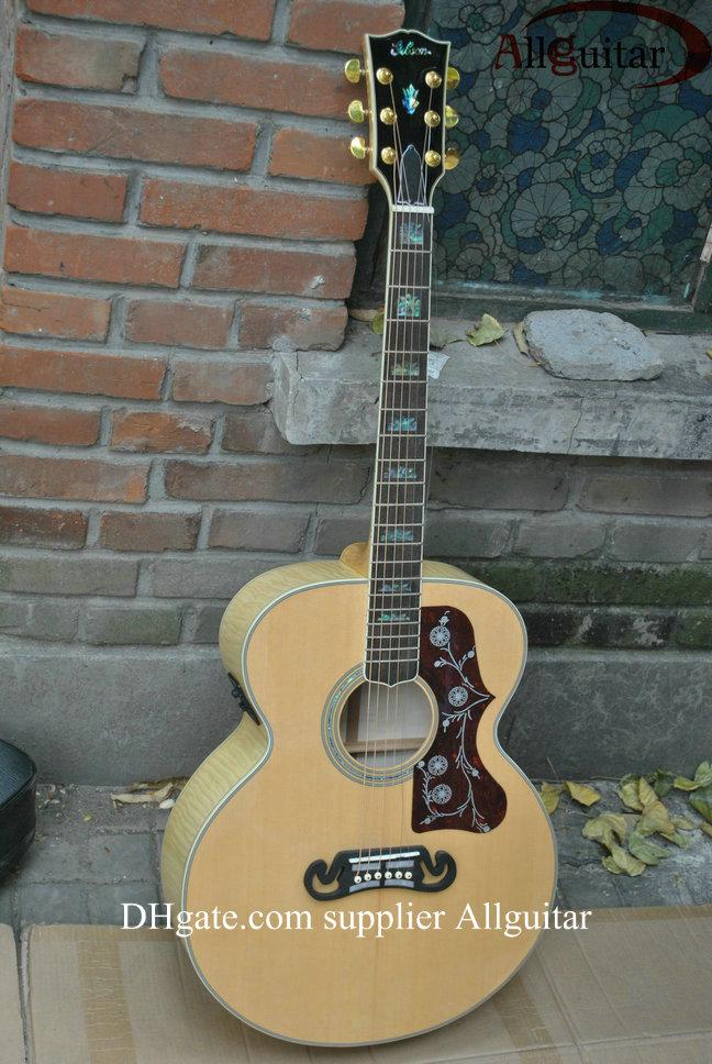 J-200M Custom Shop natural Solid spruce AAA Back / Side Tigrina fishman mic 301 pickups acoustic guitar