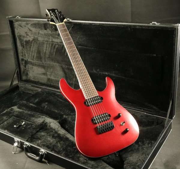 2018 Stock Cheaper 7 Strings Electric Guitar Metal RED Black Hardware Strings Thru Body Black Hardware