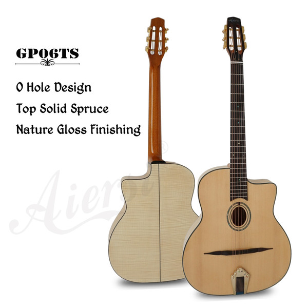 Aiersi Brand Oval Hole Petit Bouche Solid Top Django Jazz Gypsy Guitar With Free Guitar case