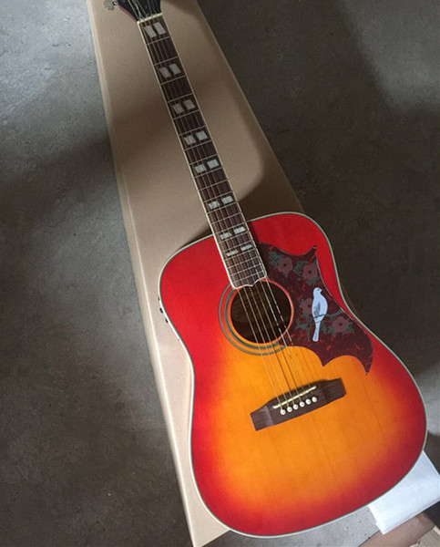 Hot Sale Quality AAA Custom Shop Cherry Red Dove 6 Strings Acoustic Electric Guitar with Fishman 101 Pickup Spurce Top Maple Back & Side