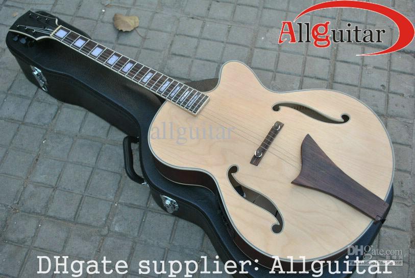 natural jazz Semi Hollow guitar with EQ pickups acoustic electric guitar Chinese guitar