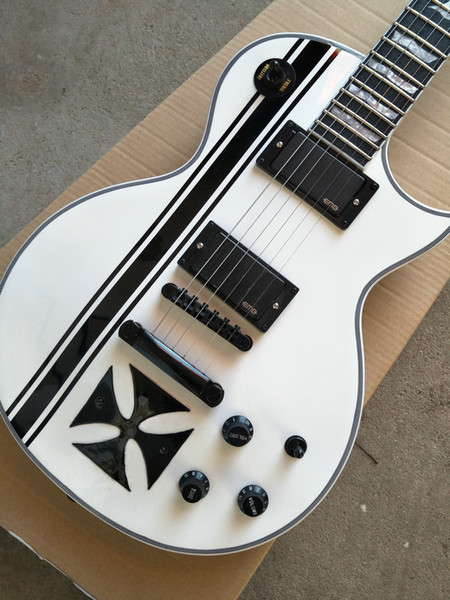 Free Shipping In stock Custom Iron Cross SW James Hetfield Signature Electric Guitar Snow White, ebony Fengerboard