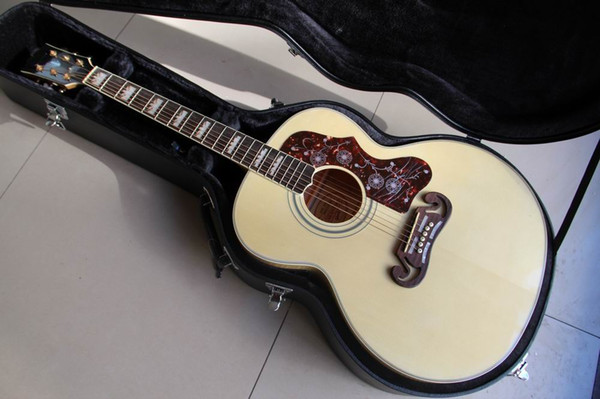 Free Hardcase Gibsonsj 200 Acoustic Electric Guitar Made Of Solid Maple Fir Top, High Quality In Natural 120130