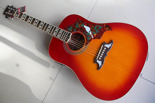 Free Shipping Gibsondove Model Dove Acoustic Electric Guitar Made Of Solid Maple Fir Top, High Quality In Cherry Burst 120130