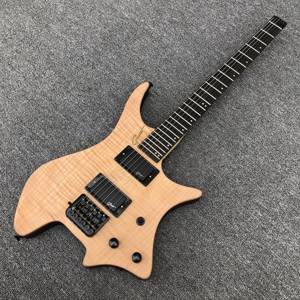 2018 New Headless Dumb Light Natural Color Electric Guitar,24 fret,6 strings,Black Hardware,Real Photo,FreeShipping