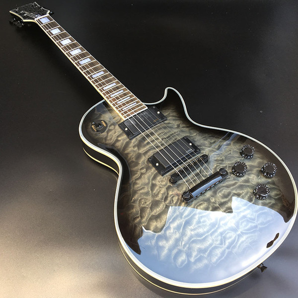 Active pickup Custom Shop Electric guitar,Solid Mahogany body With Large flower finish,Black Hardware,free shipping!