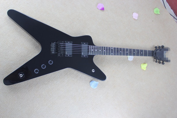 Free Shipping Factory Wholesale Glossy Black Floyd Rose Electric Guitar with Black Hardwares,Can Change Imported Accessories,guitarra guitar