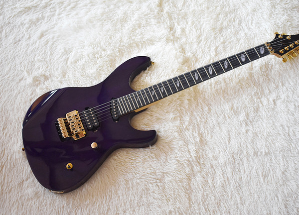 Factory Custom Purple Electric Guitar with Floyd Rose,Gold Hardware,SH Pickups,Free shipping,Can be Customized