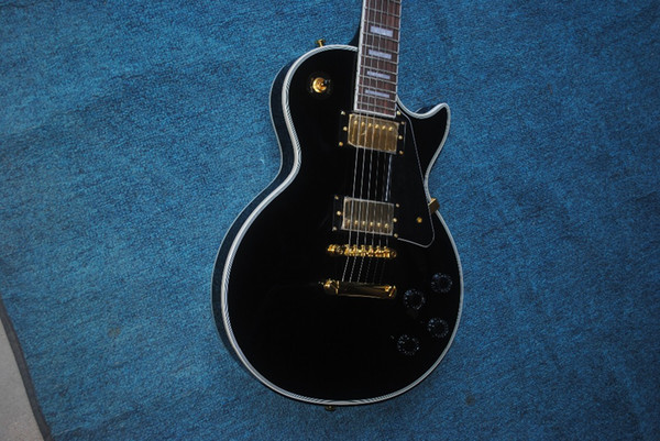 Free shipping New Factory custom shop glossy black finish custom star LP custom electric guitar with gold hardware