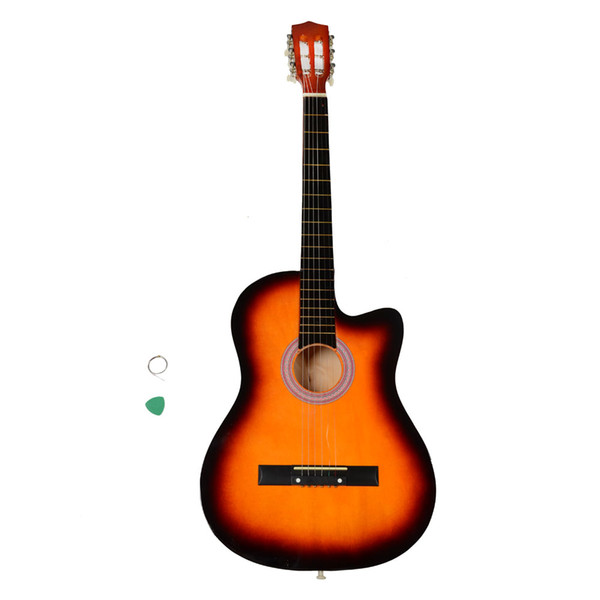 Wonderful 38 Inch Cutaway 19 Frets Acoustic Guitars with Guitar Semi-closed Diecast Musical Instruments Plectrum Sunset