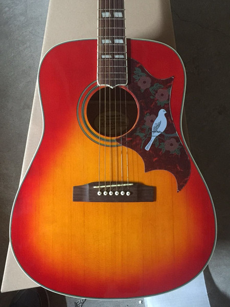 Brand New Quality AAA Custom Shop Cherry Red Dove 6 Strings Acoustic Electric Guitar with Fishman 101 Pickup Top Maple Back & Side