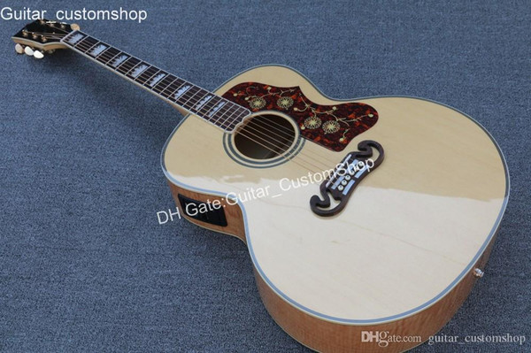 New arrival Chibson flame maple acoustic guitar with EQ,solid top tiger flame back electric acoustic Deluxe guitar,free shipping