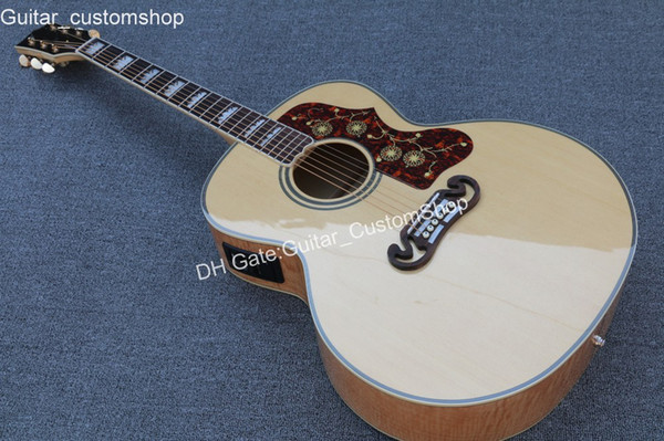 New arrival Chibson flame maple acoustic guitar with EQ,solid top tiger flame back electric acoustic Deluxe guitar,free shipping