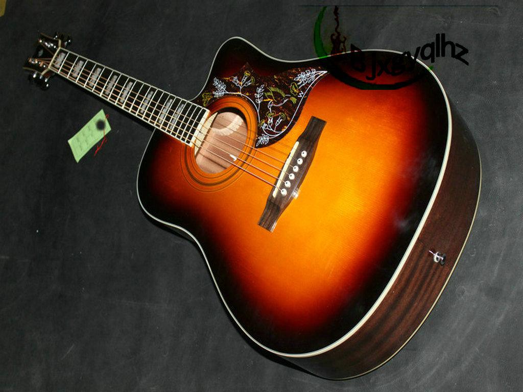 On sales Acoustic guitar birds guitar in Sunburst Free shipping