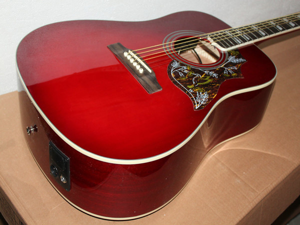 Very beautiful new red wine electric guitar Acoustic guitar with free shipping