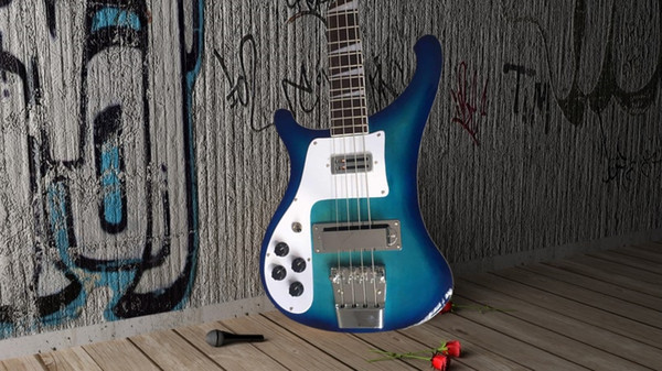 2019 new high quality Blue 4-string Left hand Electric Bass with White Pickguard,Rosewood Fingerboard,Chrome Hardwares,Offer Customized