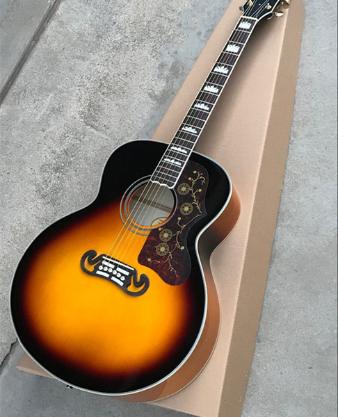 Top Qualuty Custom Shop Sunburst Spurce Top Maple Back Sides Acoustic ( Electric ) Guitar can be Intalled with Fishman 101/301 EQ