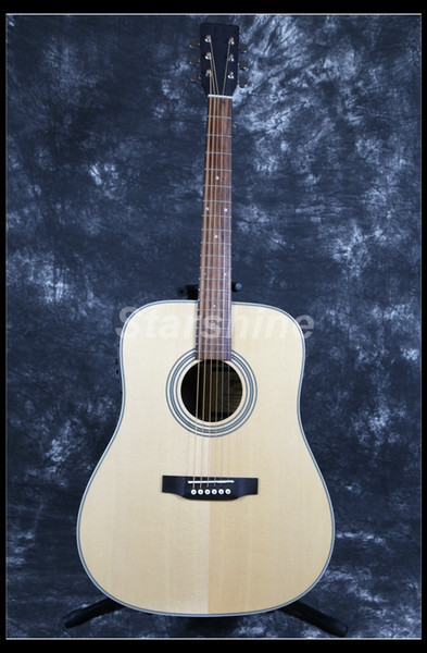 Starshine Acoustic Guitar ZZ-D28N Solid Spruce Dovetail Vertebral Joint Bone Nut&Saddles Grover Tuner