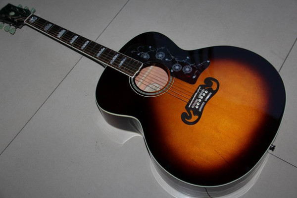 Wholesale Gibsonsj 200 Acoustic Guitar Made Of Solid Maple Fir Top Maple side and back in yeiiow/black 121202