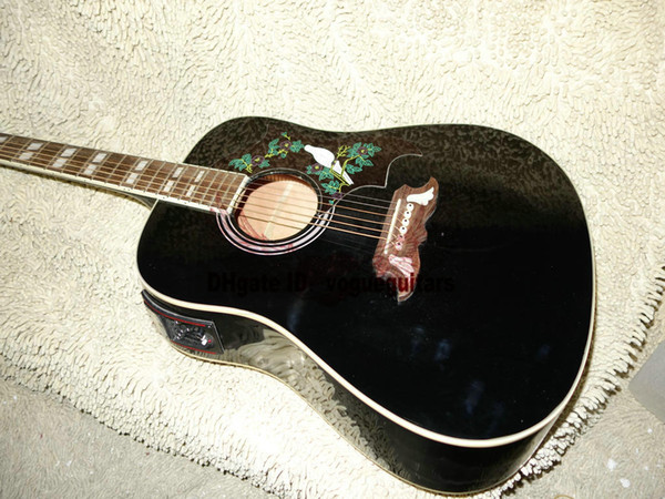 China factory new Custom Acoustic Electric Guitar black Guitar Free Shipping