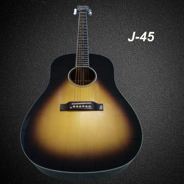 Wholesale handcrafted OEM 41 inch j45 acoustic electric guitar,solid spruce top, China made guitars