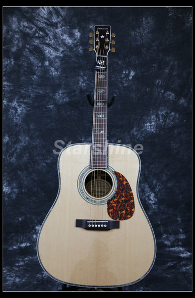 Starshine Top Quality Acoustic Guitar ZZ-D45A Solid Spruce Dovetail Vertebral Joint Bone Nut&Saddles Abalone Inlay