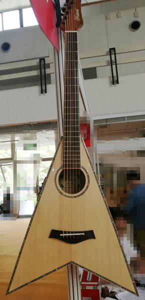 2017 new flying V Acoustic guitar Natural AAA Solid spruce top real abalony inlay body mahogany back side NEW STYLE body China guitars