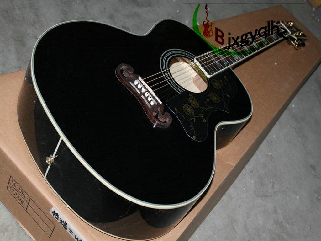 On sales black Acoustic guitar J200 guitar in BLACK j200 Guitar China Factory Free shipping