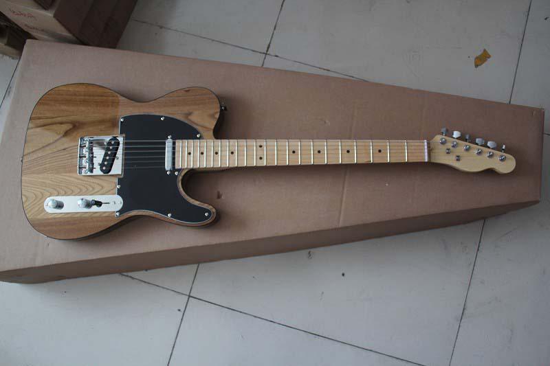 Natural wood color TELEcaster Electric Guitar Black tipping in stock