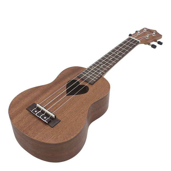 Professional Musical Instrument 21 Inch Ukelele Dark Brown Sapele Heat-shaped Sound Hole Suitable for Both Child & Adult