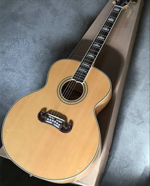 2019 New Arrival Quality AAA Custom Shop Burlywood Solid Spruce Top Venner Tiger Flamed Maple & Sides & Back Acoustic Guitar