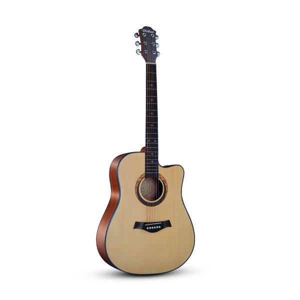 40'' Acoustic Guitar Rounded Corner Cutaway Acoustic Guitar Solid Wood Top Strap String Hand Exerciser Wound Guitarra