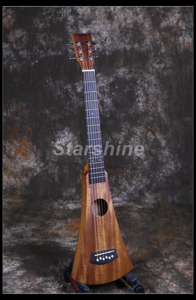 Starshine Travel Acoustic Guitar ZZ-SX200 Solid Sapele Top & Backside Bone Nut & Saddles 15 Frets