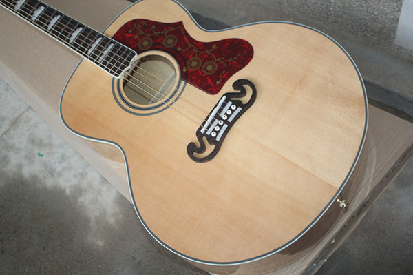 Quality AAA Custom Shop 43 inch Burlywood Solid Spruce Top Tiger Flame Maple Back & Sides Acoustic ( Electric ) Guitar