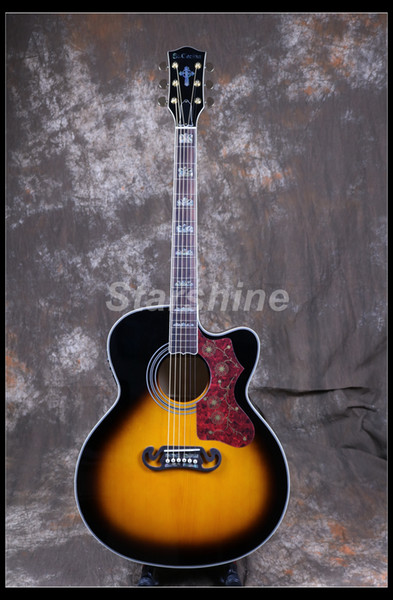 Starshine Electric Acoustic Guitar ZZ-CJ20 Jumbo Body 43 Grover Cutway Guitar Bone Nut And Saddle