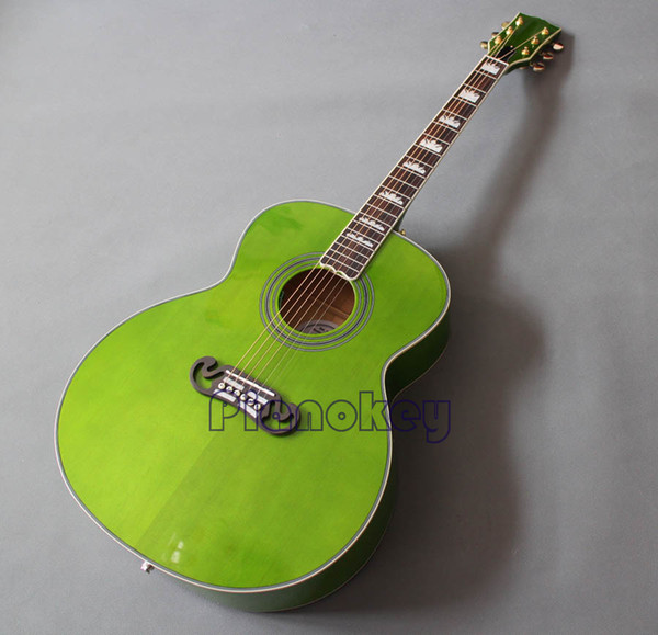 Custom guitar store,Green color Jumbo 43 inch hollow body acoustic guitar,China made guitars