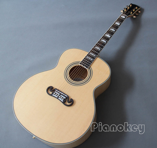 OEM Custom handcrafted acoustic guitar,43 inch Jumbo wood color China made guitar electric acoustic