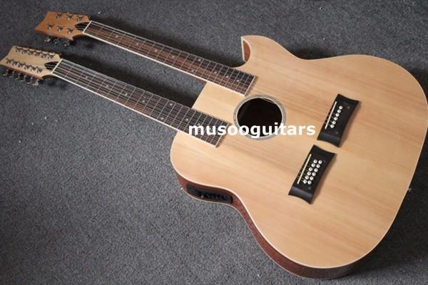 6/12 String Acoustic Electric Double Neck Guitar with EQ and Bag