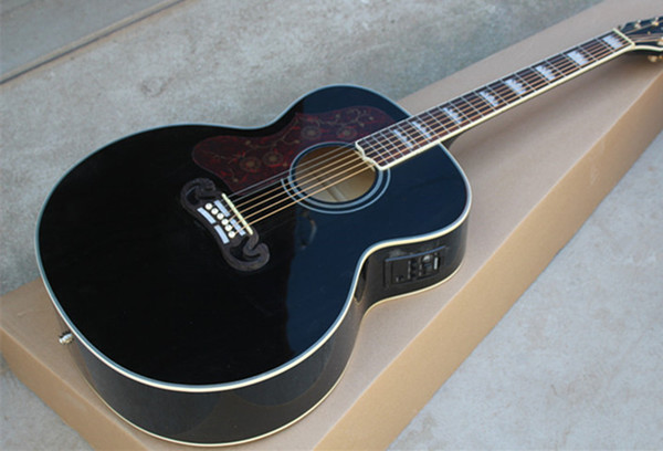 Left Handed Custom Shop Black Spurce Top 43 inch Maple Back Sides Acoustic Guitar can be Intalled with Fishman 101/301 EQ Free Shipping