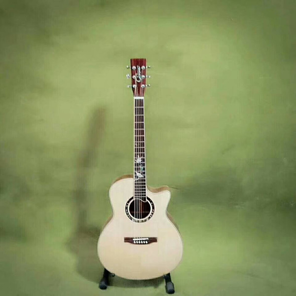 2018 New Style China Acoustic guitar 41 inch auditorium birds inlay fretboard custom made natural solid spruce Chinese acoutic guitars