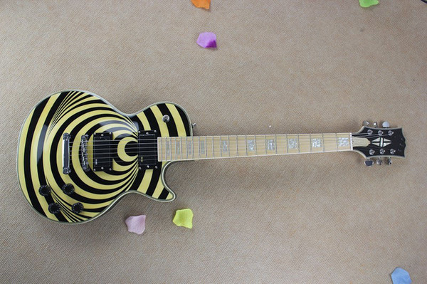 Factory Price Custom Shop 6 Strings pick-up Zakk Wylde Bullseye yellow & black Circle Electric Guitar Free shipping