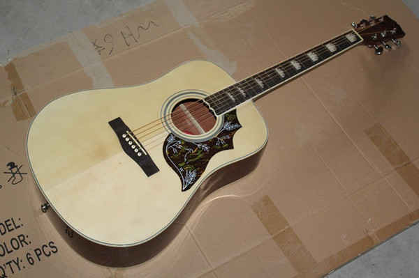 Hot Sale Guitar Factory Top Quality Nature Color Humming Spruce Top Acoustic Electric Guitar Free Shipping