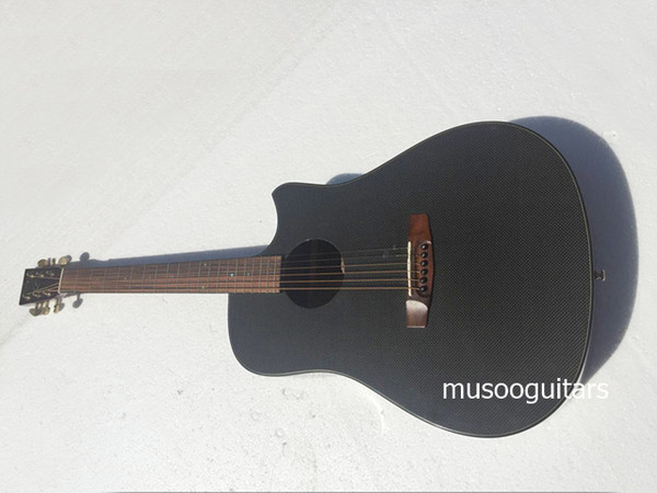 Musoo brand acoustic guitar with Carbon fiber top in black color