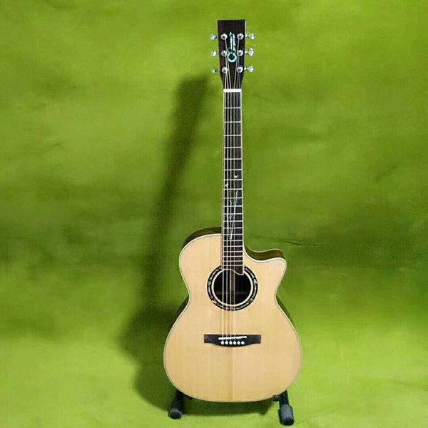 2018 New Style China Acoustic guitar 41 inch auditorium bamboo inlay fretboard custom made natural solid spruce Chinese acoutic guitars