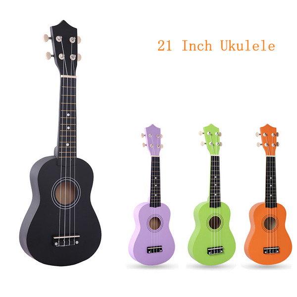 21 Inch 12 Frets Pure Color Basswood Ukulele Bright Tone Hawaii 4 Strings Guitar for Children / Beginners