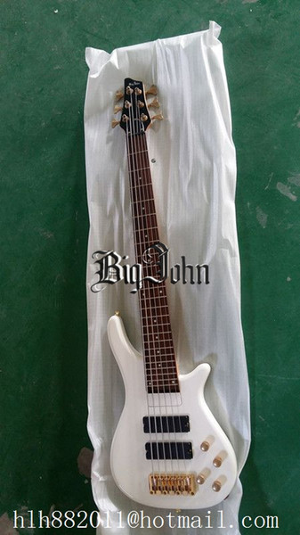 free shipping new Big John 6 string white color gold hardware two pcs pickup electric bass F-3002